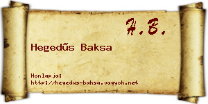 Hegedűs Baksa névjegykártya